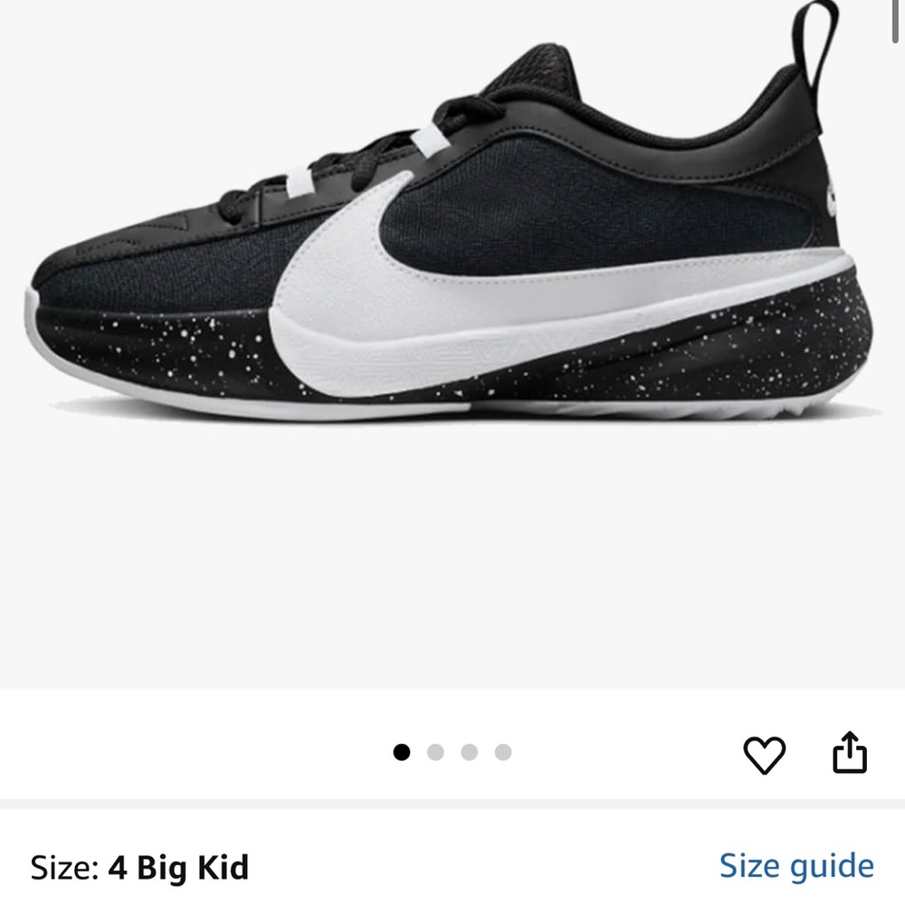 Nike kids zoom freak 4y great condition black and white
